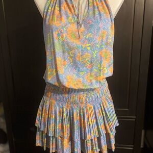 Current Air Blue and Orange Floral Mini Dress